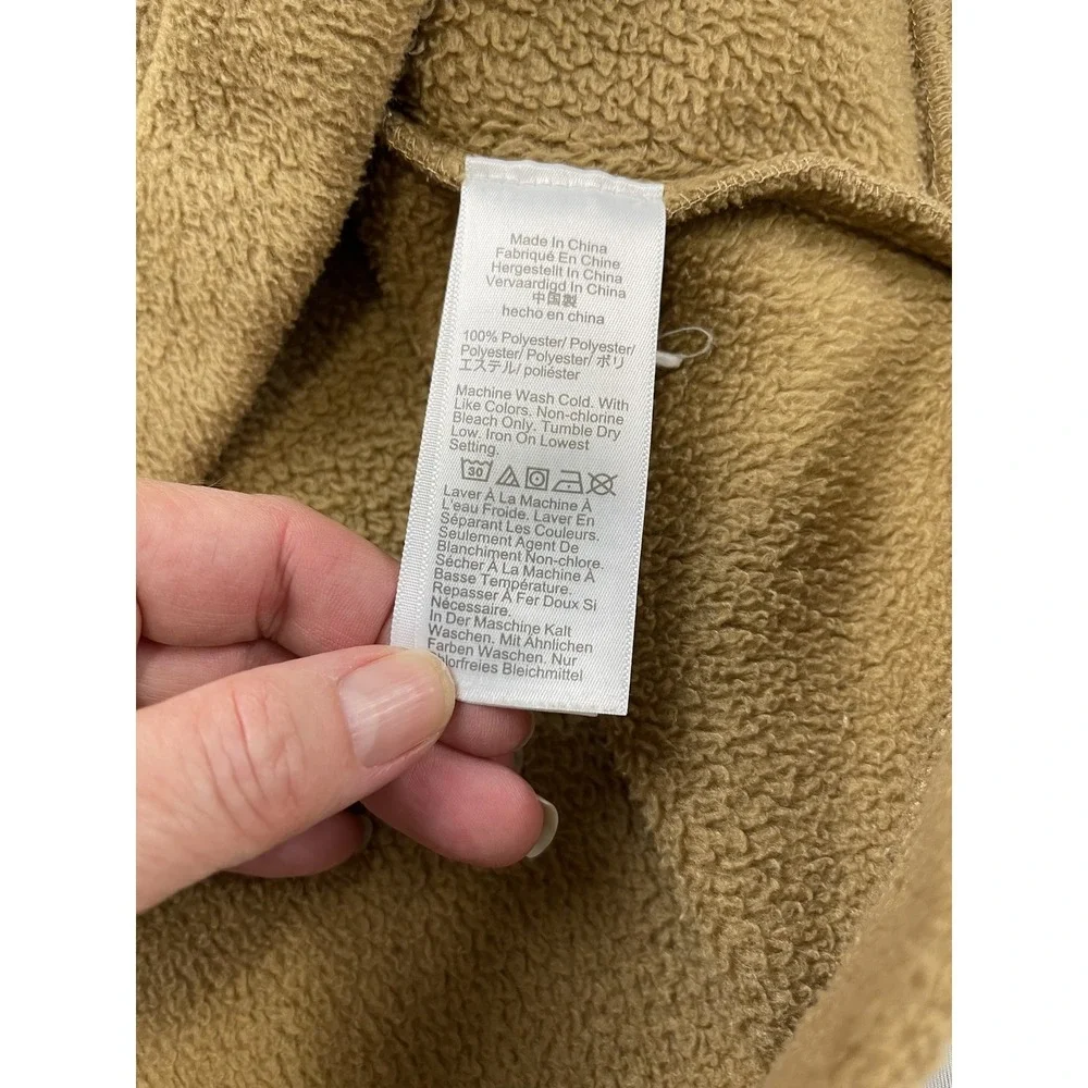 J Crew Mens Pullover Sweatshirt Medium Tan Fleece Minimal Warm Cozy Henley‎